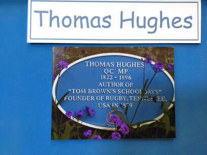 Plaque commemorating Thomas Hughes Founder Rugby Tennesee USA in 1879